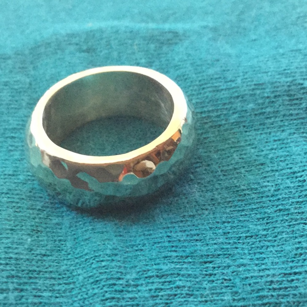 Solid Sterling Silver Hammered Band Ring - image 1